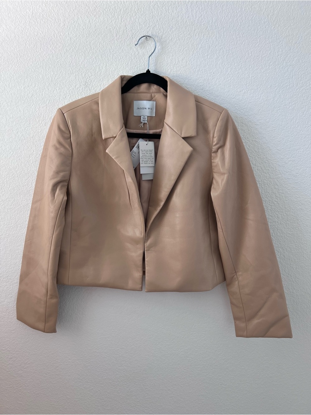 Jason Wu Taupe Faux Leather Cropped Blazer